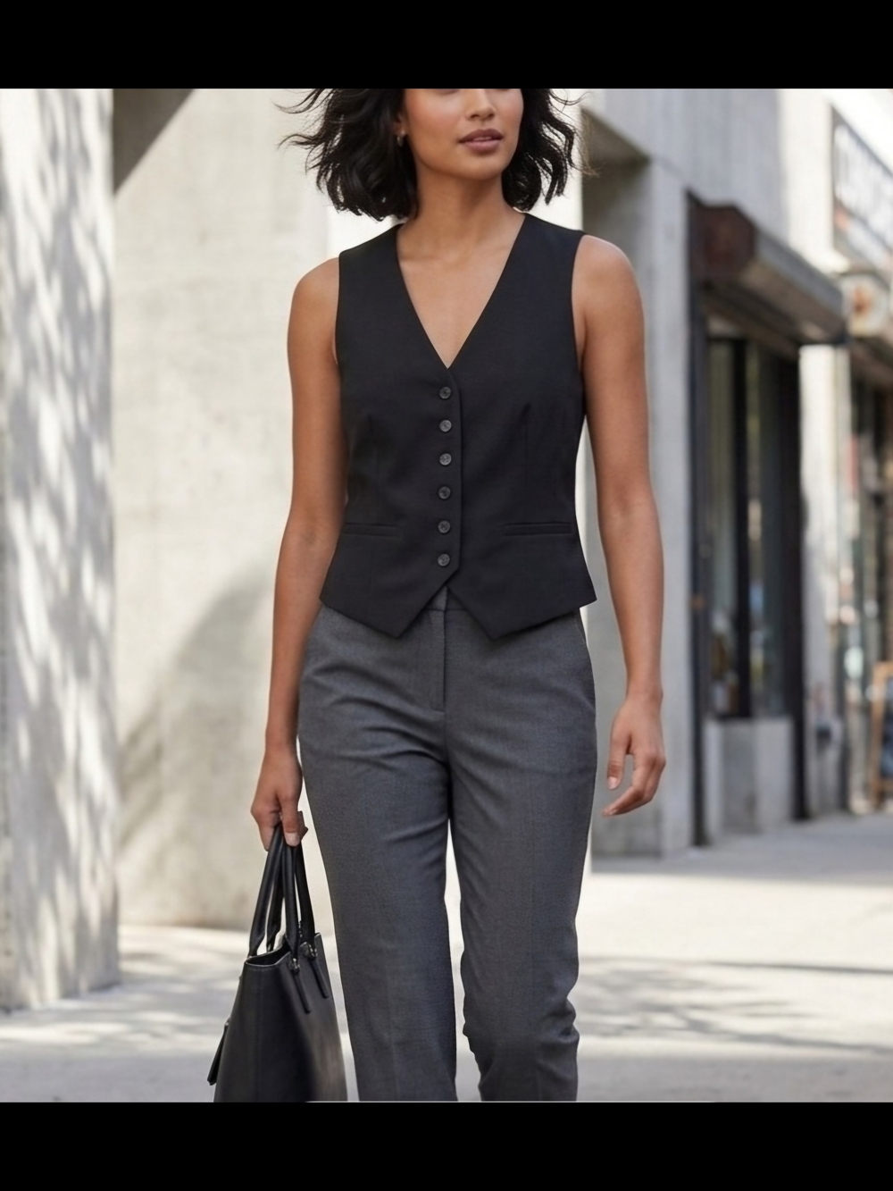 a new day Black Button-Front Vest